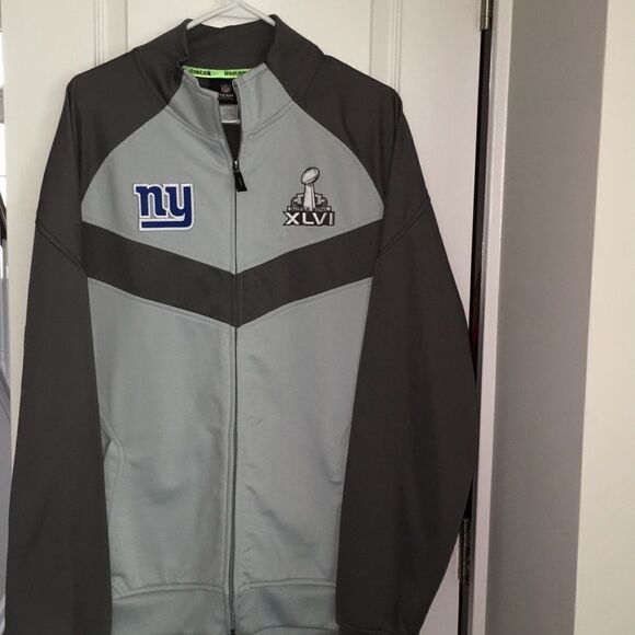Reebok VTG New York Giants Super Bowl XLVI Warmup golf track style zipper jacket - Picture 1 of 4